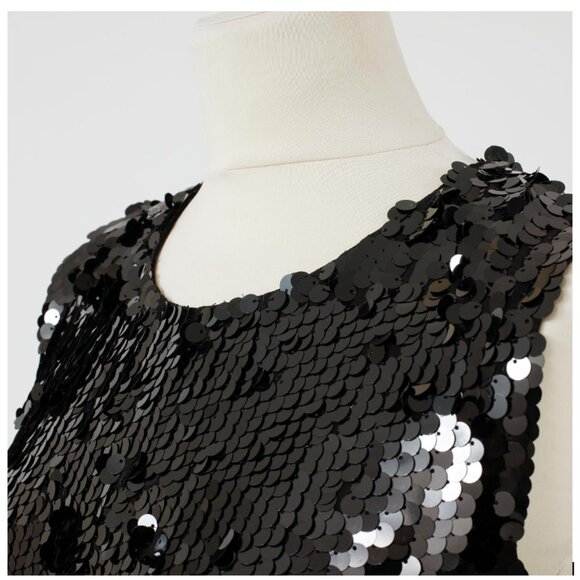 LIKE NEW Armani Jeans Sequin 'Speechless' Mini Shift Dress Sleeveless Black 14 - Picture 5 of 16